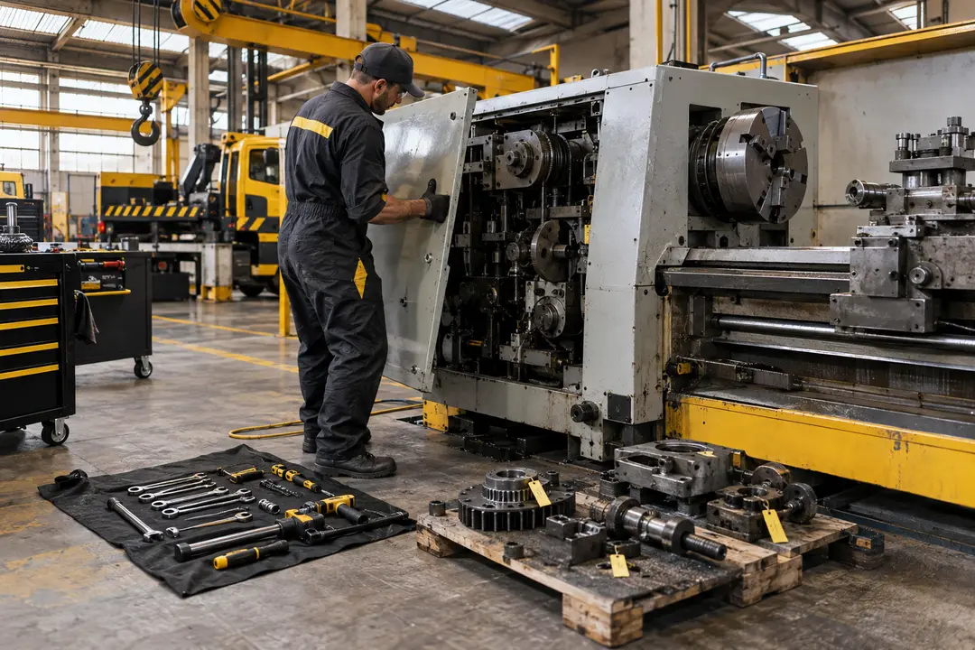 Desmontagem cuidadosa de máquina industrial